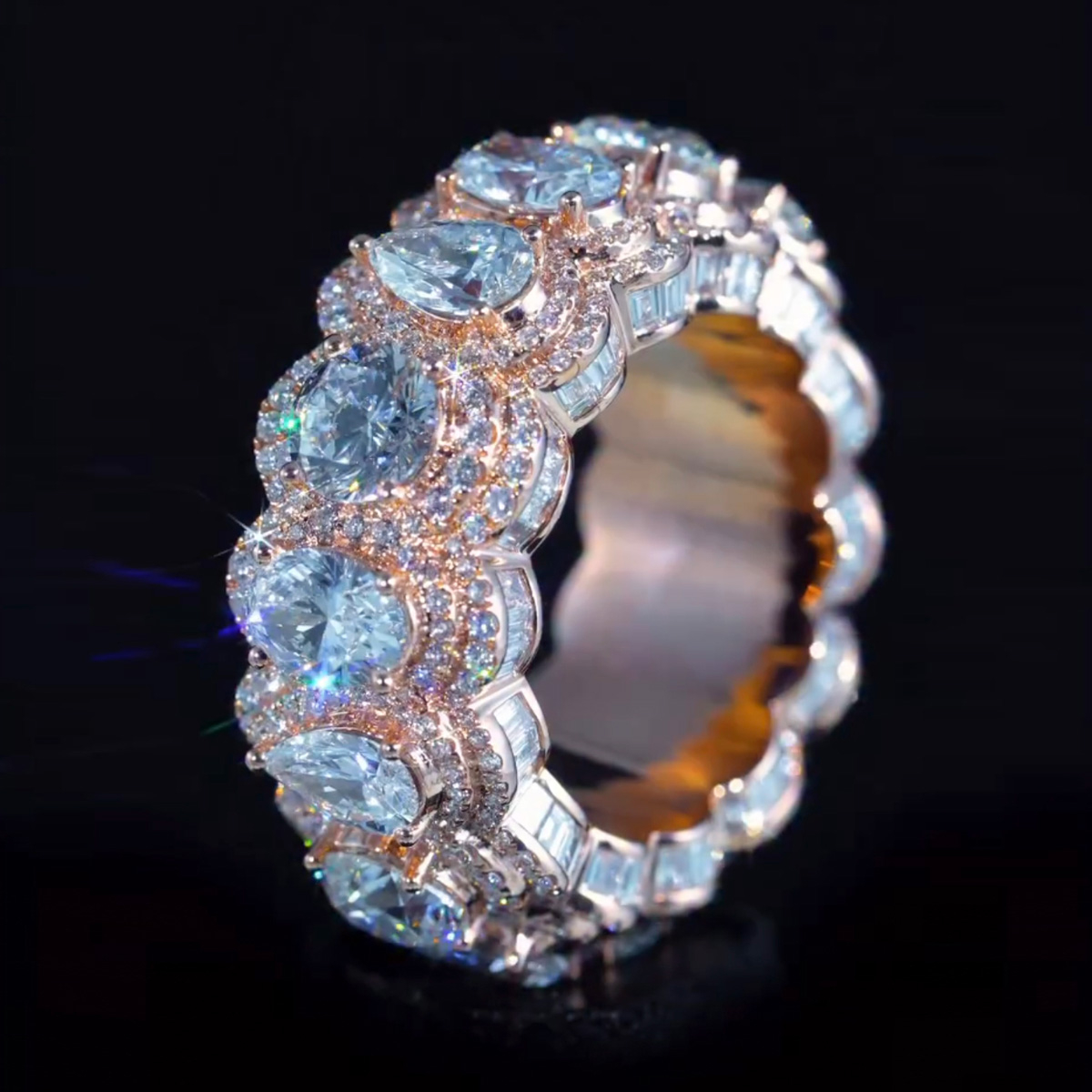 アクセサリー BI-COLOR 3WAY SQUARE ETERNITY RING ブラックオニキス&ホワイトトパーズ/GOLD)bi-color 3way square