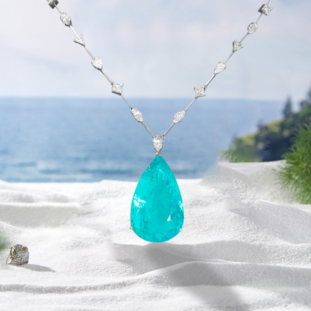 小物 Pear 14ct Pear Cut Paraiba Tourmaline Necklace | SayaBling