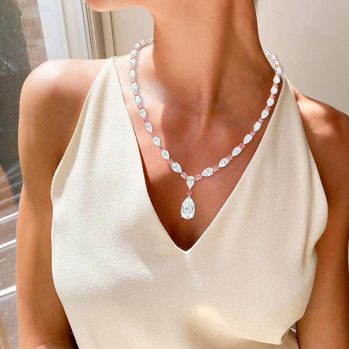 憂白 さま専用DIFFERENT NECKLACE PREMIUM 53cm Diamond Necklace 1/10 ct tw Sterling Silver 18