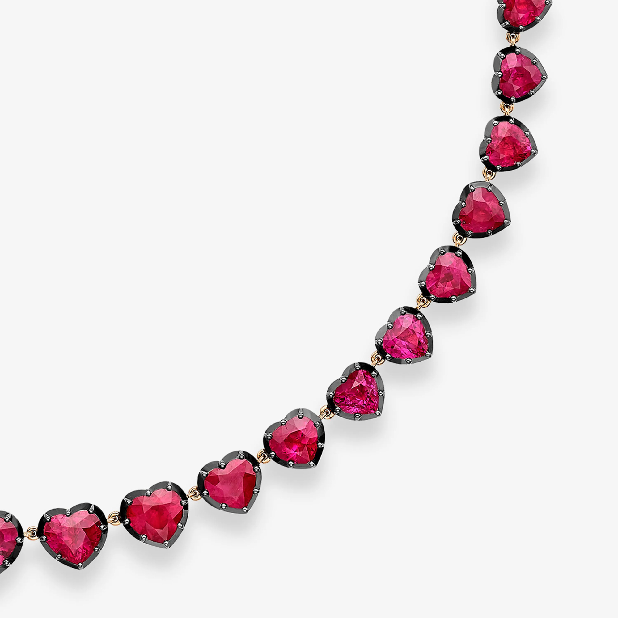 ❣️Ruby❣️（107。957） 60ctw Heart Cut Ruby Two Tone Vintage Riviera Necklace