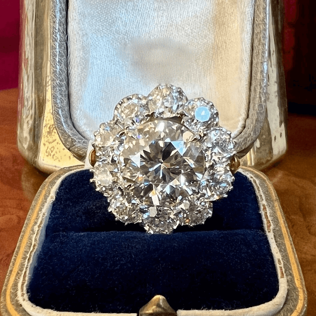 6.8ct Round Cut White Sapphire Halo Engagement Ring | SayaBling Jewelry