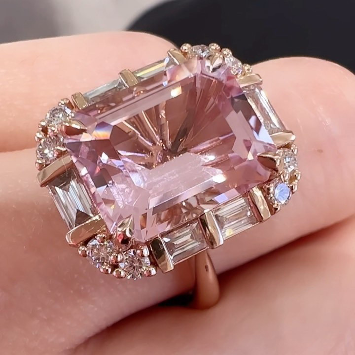 Emerald cut pink diamond ring shop