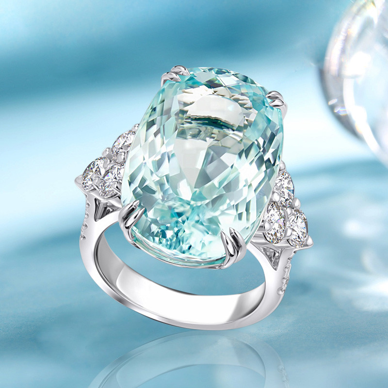 18ct Cushion Cut Paraiba Tourmaline Cocktail Ring | SayaBling