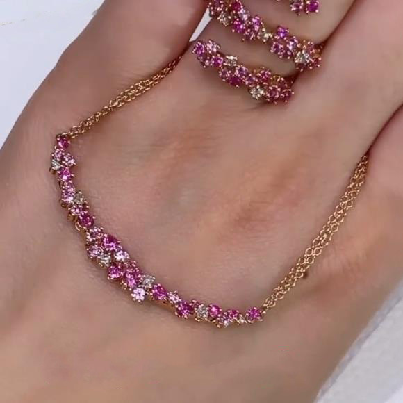 Cluster Flower Bar Pendant Necklace SayaBling Jewelry