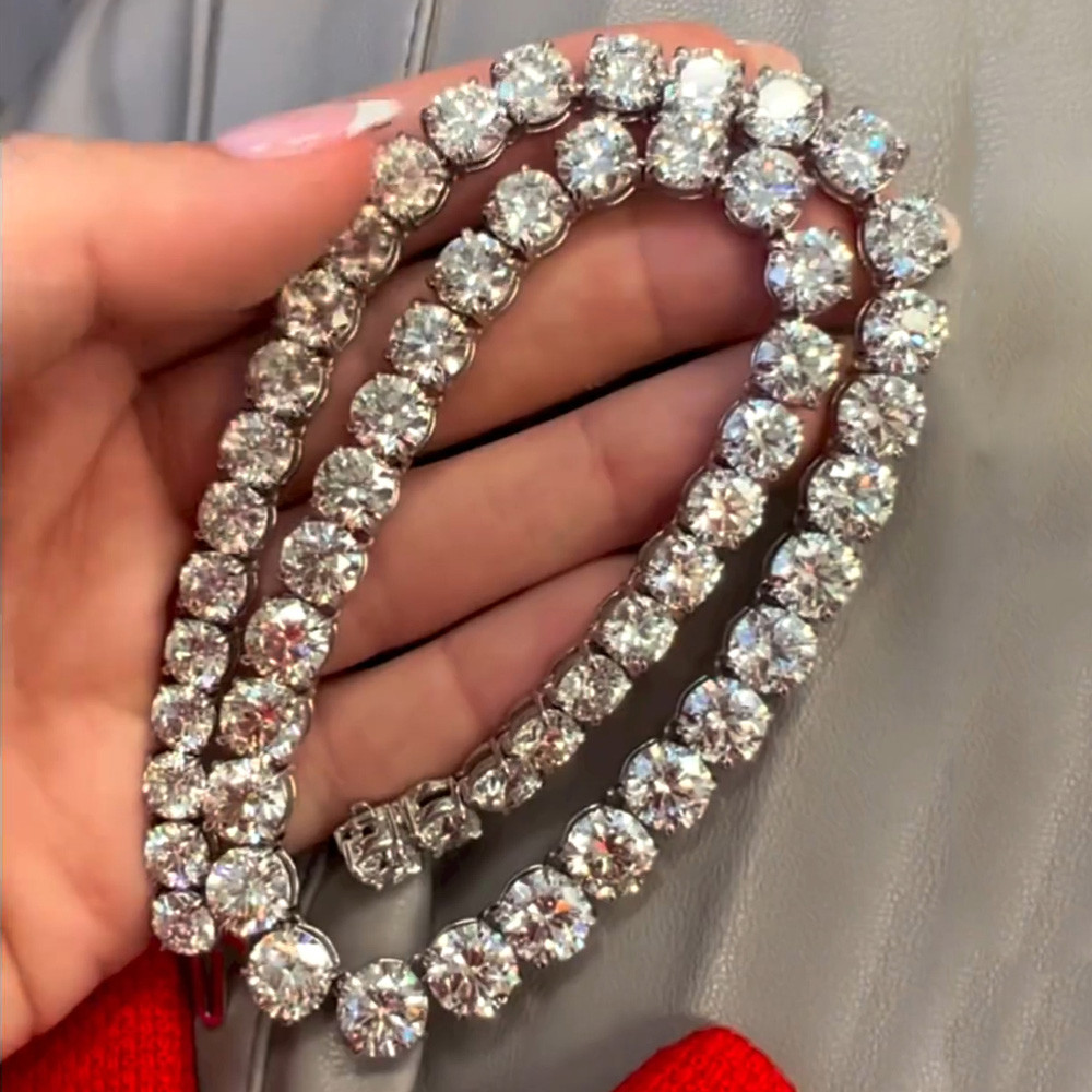 10MM Round Cut White Sapphire Tennis Necklace SayaBling Jewelry