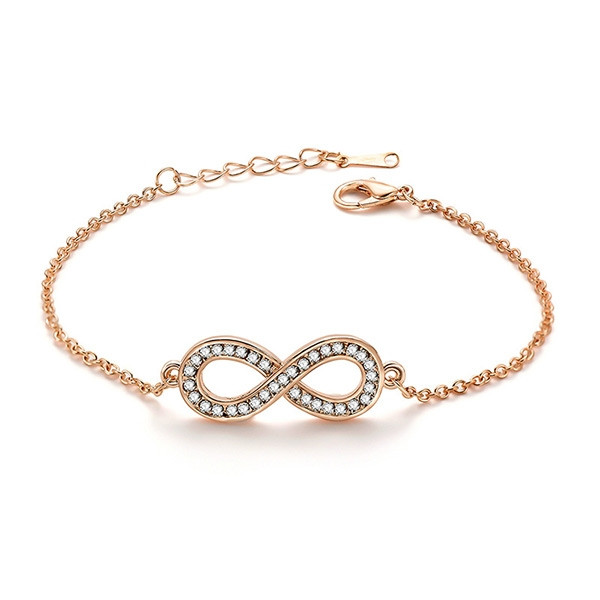 Rose Gold Color Infinite Symbol Bracelet In Alloy | SayaBling Jewelry