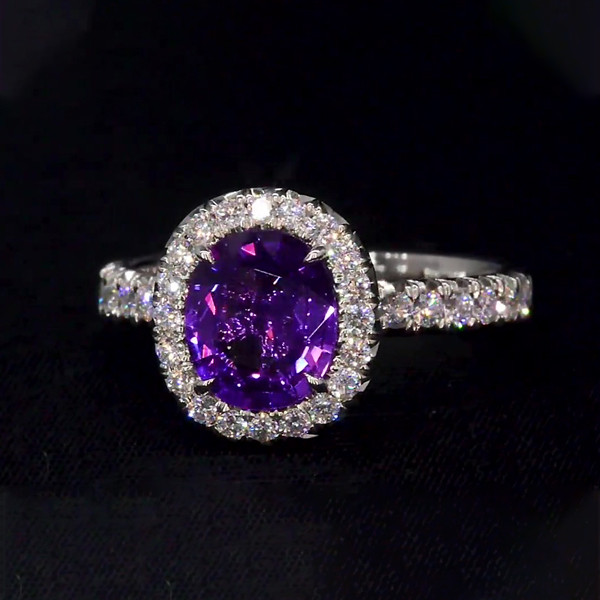 5ct Oval Cut Purple Sapphire Engagement Ring | SayaBling Jewelry