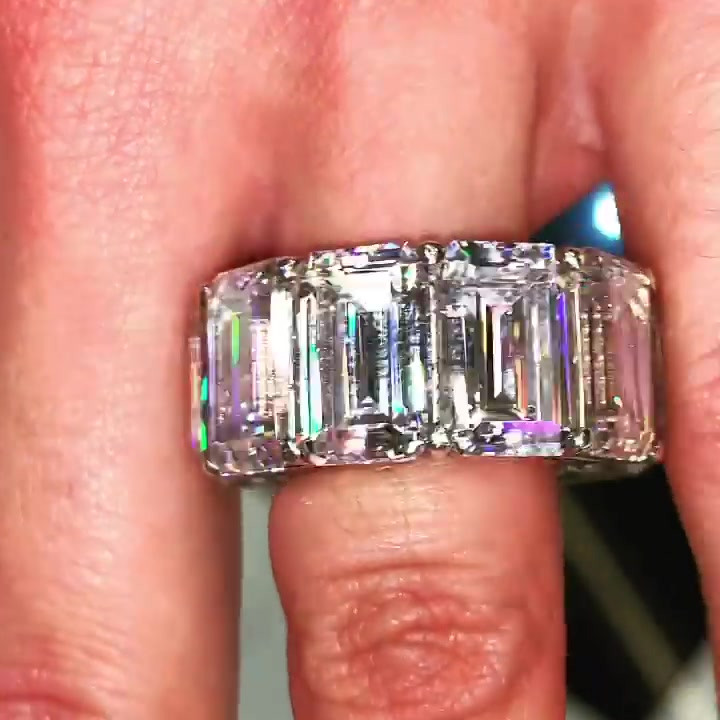 37ctw Emerald Cut White Sapphire Eternity Ring SayaBling