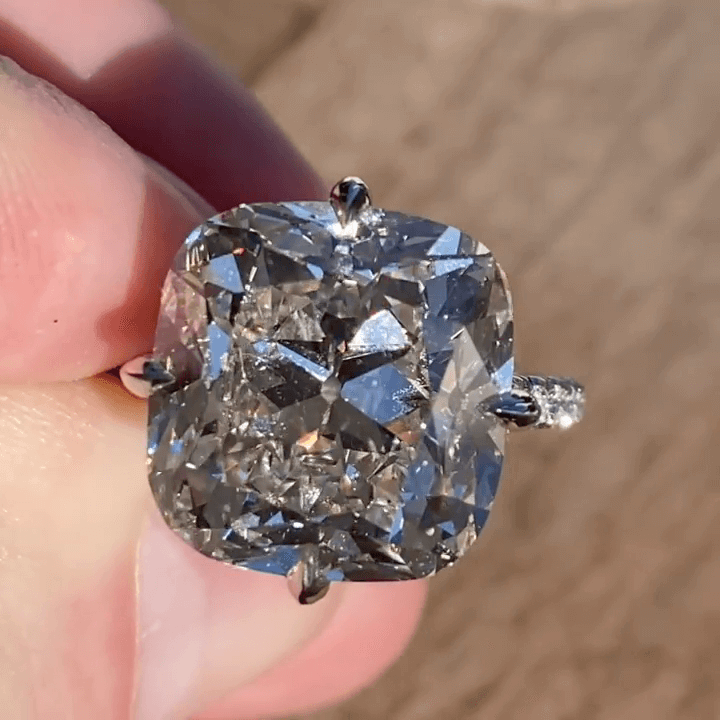 3.75ct Cushion Cut White Sapphire Engagement Ring SayaBling Jewelry