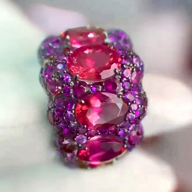 12ctw Ruby and Fuchsia Sapphire Cocktail Ring | SayaBling Jewelry
