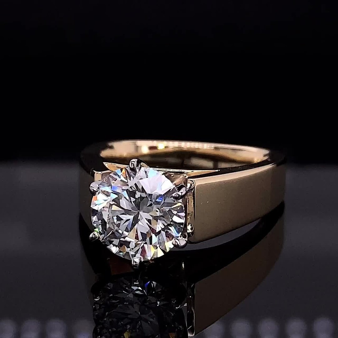 3ct Round Cut White Sapphire Square Shank Engagement Ring SayaBling