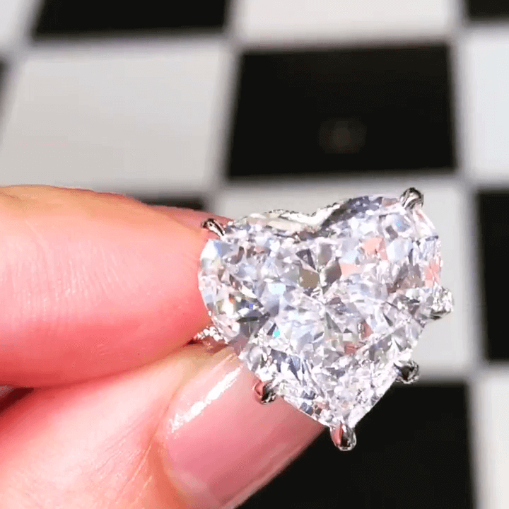 Sayabling Heart Cut White Sapphire I Love You Engagement Ring ...