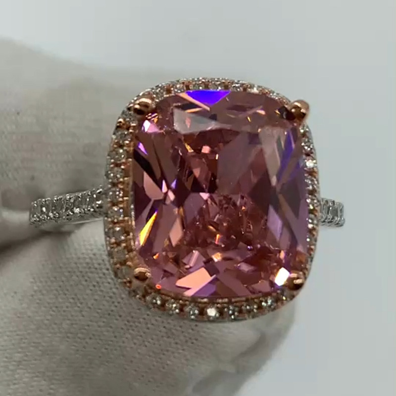 Check this out from SayaBling Jewelry! 5.5ct Cushion Cut Pink Sapphire Halo Engagement Ring
