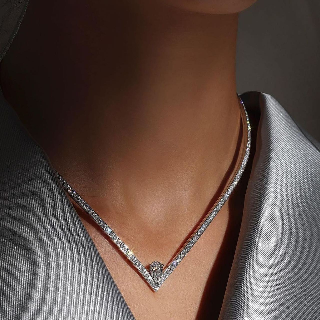 Luxury White Sapphire Choker Necklace for Women SayaBling