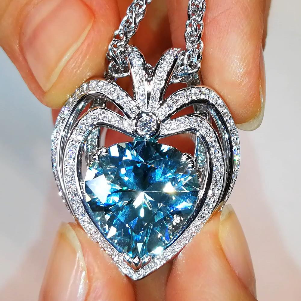 Heart aquamarine necklaces