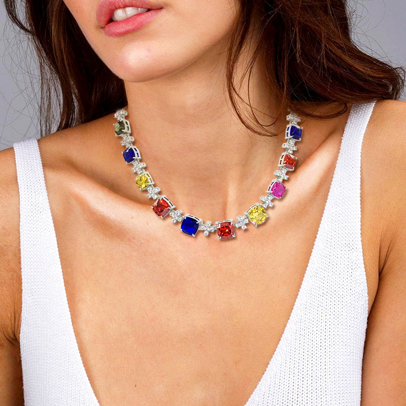 【Sentiments】NO.219 NECKLACE mix color Amanda Multi Color Flowers Beaded Necklace Rainbow – INK+