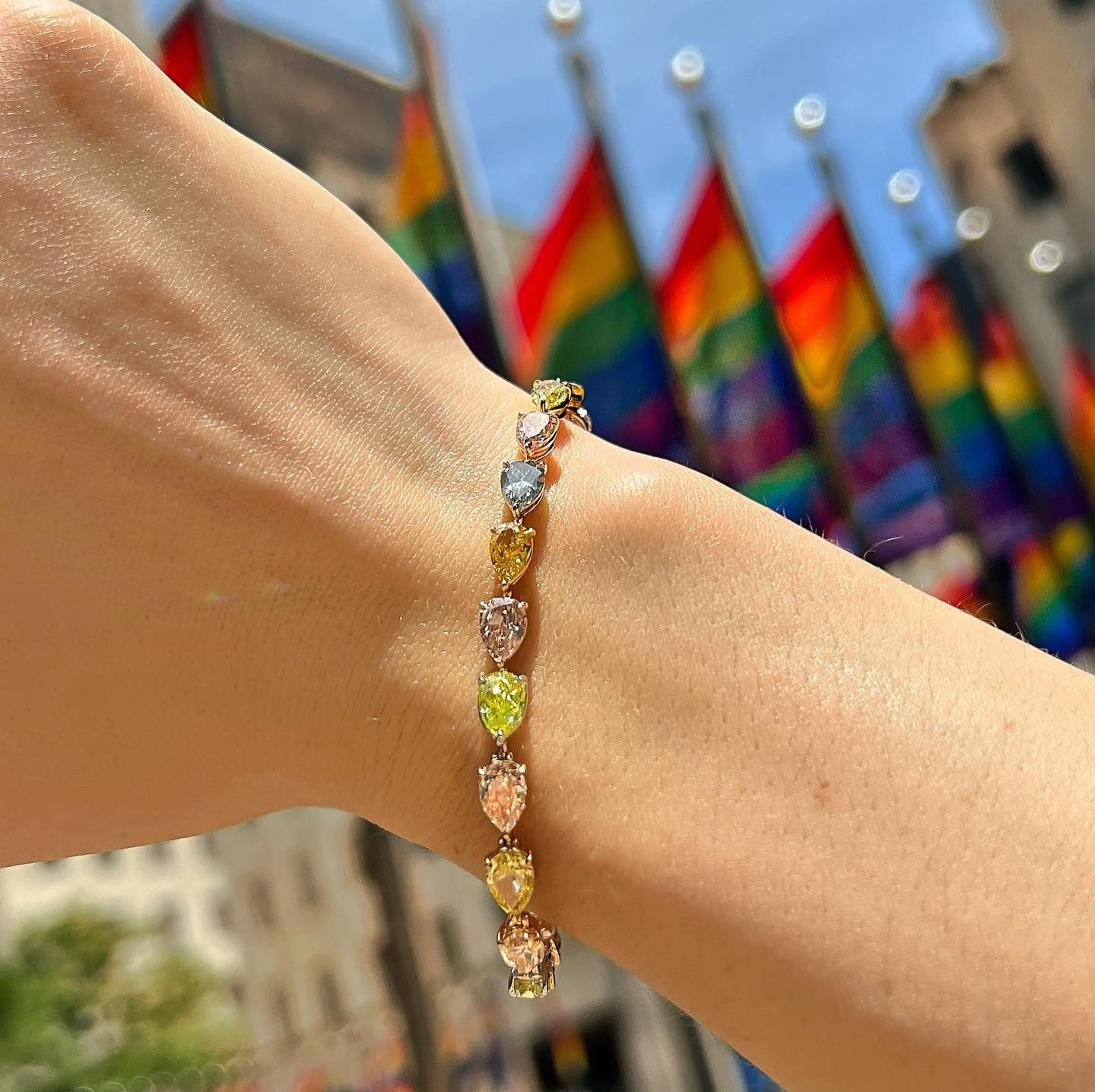 13ctw Pear Cut Multicolor Sapphire Tennis Bracelet SayaBling