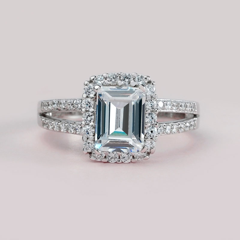 4 Carat Split Shank Emerald Cut Engagement Ring Sayabling