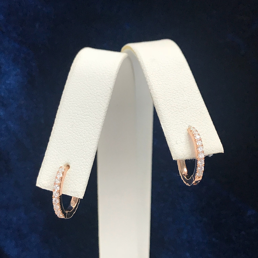 Classic Round Cut White Sapphire Hoop Earrings in Rose Gold | SayaBling ...