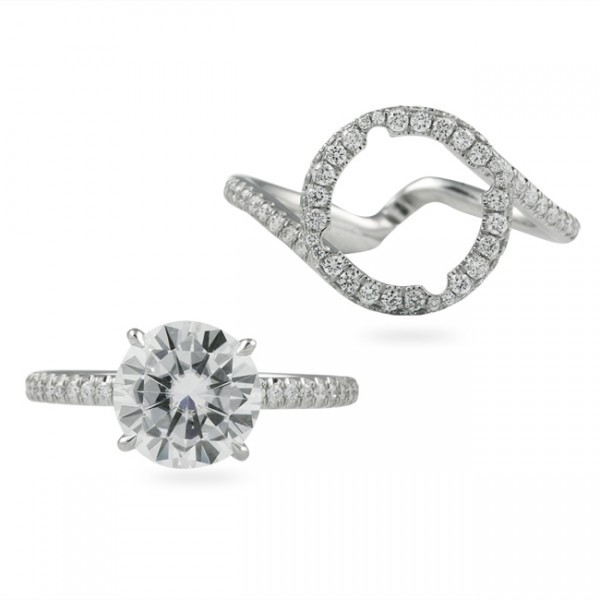 Handmade 2.0 Carat Insert Halo Design Round Cut Ring Set