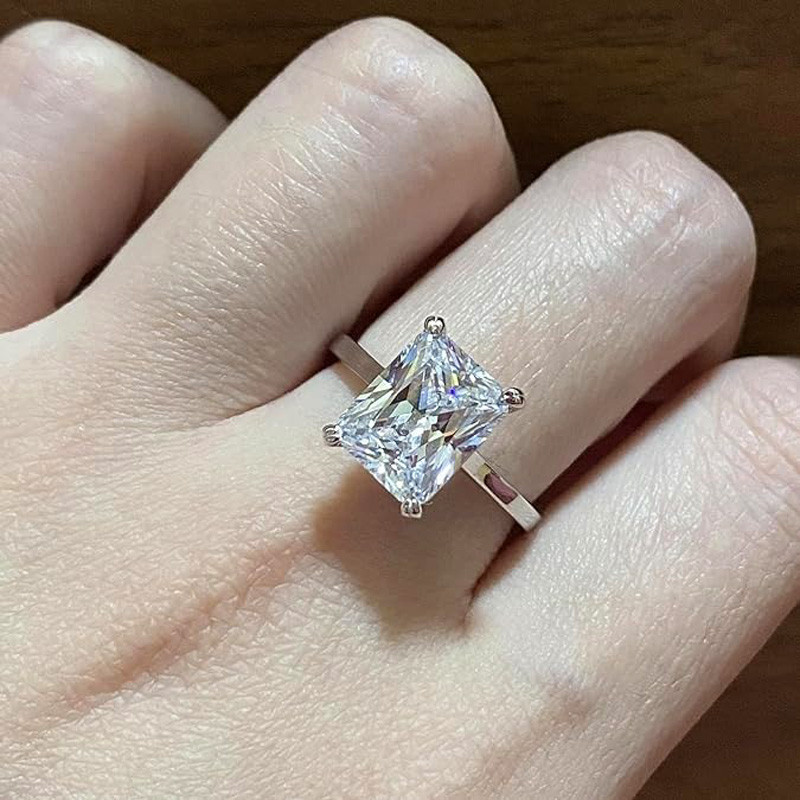 Radiant Cut White Sapphire Engagement Ring for Women SayaBling