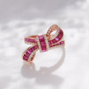 Invisible Set Baguette Cut Ruby Bow Ring