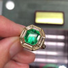 9.5ct Asscher Cut Emerald Engagement Ring in Gold