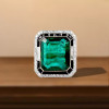 16ct Emerald Cut Double Halo Vintage Cocktail Ring
