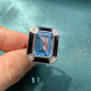 8.4ct Emerald Cut London Blue Topaz Engagement Ring