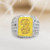 14ct Invisible Setting Radiant Cut Yellow Sapphire Men's Ring