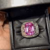 Invisible Setting Cushion Cut Rose Sapphire Engagement Ring