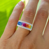 6.2ctw Princess Cut Rainbow Sapphire Wedding Band