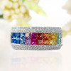 6.2ctw Princess Cut Rainbow Sapphire Wedding Band