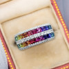 5.3ctw Princess Cut Rainbow Sapphire Wedding Band