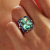 6.8ct Halo Cushion Cut Green Sapphire Halo Cocktail Ring