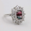 3.7ct Vintage Emerald Cut Watermelon Tourmaline Engagement Ring