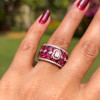 9ctw White Sapphire and Oval Cut Ruby Cocktail Ring
