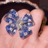 Blue and White Sapphire Paved Bold Bow Ring