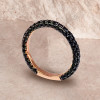 Round Cut Black Sapphire Three Sided Wedding Band
