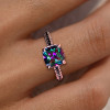 3ct Cushion Cut Rainbow Topaz Three-Sided Engagement Ring