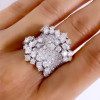 4ctw Round Cut Cluster Flower Cocktail Ring