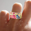 3ctw Scattered Paved Multicolor Sapphire Rainbow Starry Ring