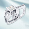 4.2ct Princess Cut Modern Style Square Wedding Ring Set