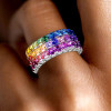14ctw Asscher Cut Multicolor Sapphire Bold Rainbow Cocktail Ring