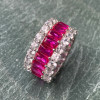 7.8ctw Radiant Cut Fuchsia Sapphire Eternity Band