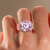 10.4ct Round Cut Pink Sapphire Bold Allover Paved Ring