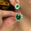 12.4ctw Cushion Cut Emerald Stud Earrings in Gold
