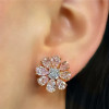 10ctw Pear Cut Pink Sapphire Flower Stud in Rose Gold