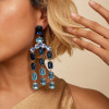 30ctw Emerald Cut Aquamarine Statement Chandelier Earrings
