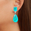 24ctw Pear Cut Paraiba Tourmaline Drop Earrings